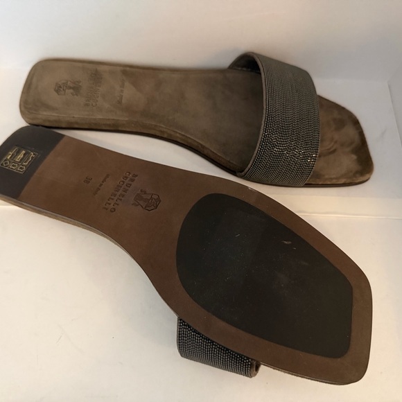 Brunello Cucinelli Embellished Suede slides 38 Brand new - Picture 3 of 3